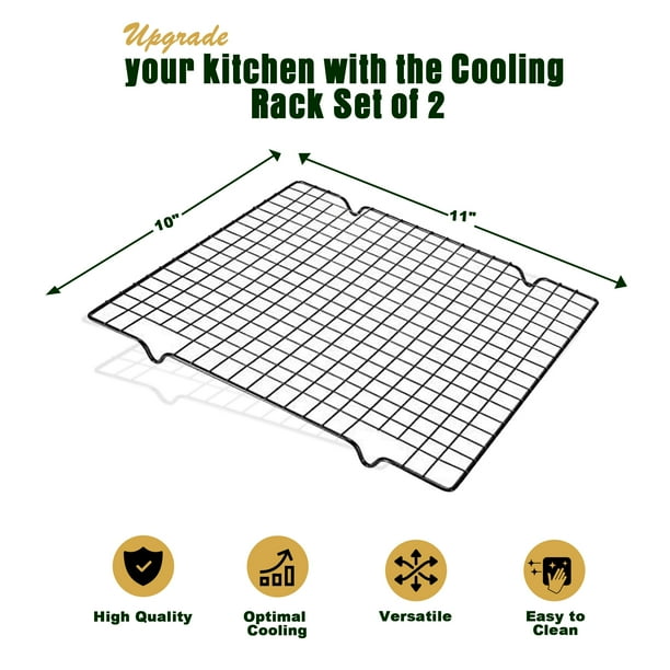 11" x 10" Stackable Baking Cooling Racks with Legs, Non-Stick Carbon Metal Wire, Kitchen Gadget Equipment (Set of 4)