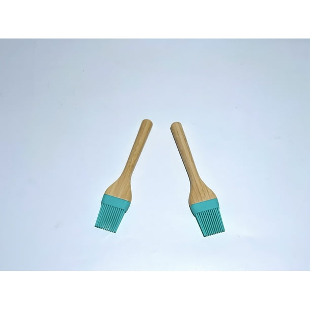 Mainstays Silicone Basting Brush with Bamboo Deal with in Blue and Pure Bamboo End